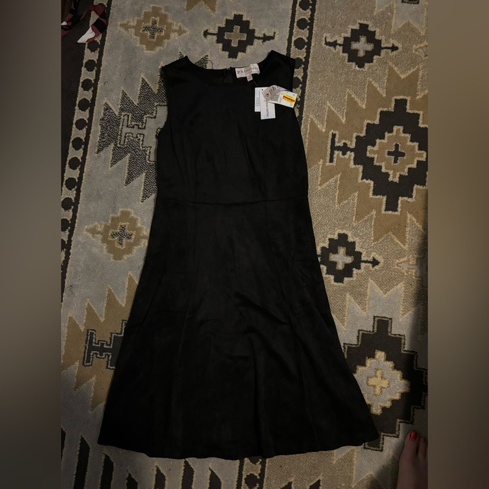 Faux leather Black Sleeveless Dress